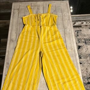Forever 21 Yellow Striped Jumpsuit